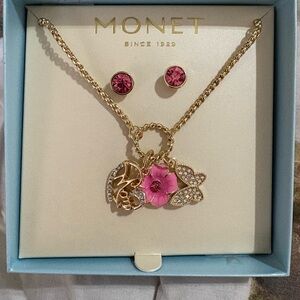 Monet Gold and Pink Jewelry Set